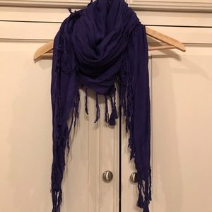 Blueish purple fringe scarf